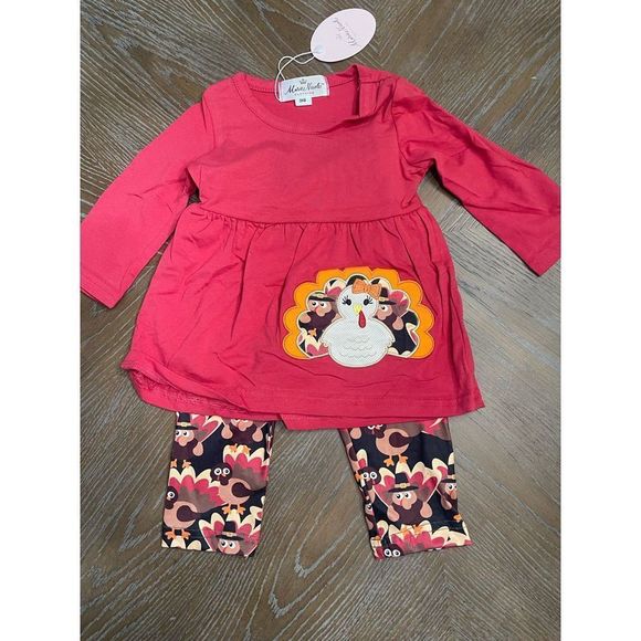 Boutique Ruby Red Turkey Thanksgiving 3 Piece Outfit - XXXS(3/6mos) - Picture 4 of 8
